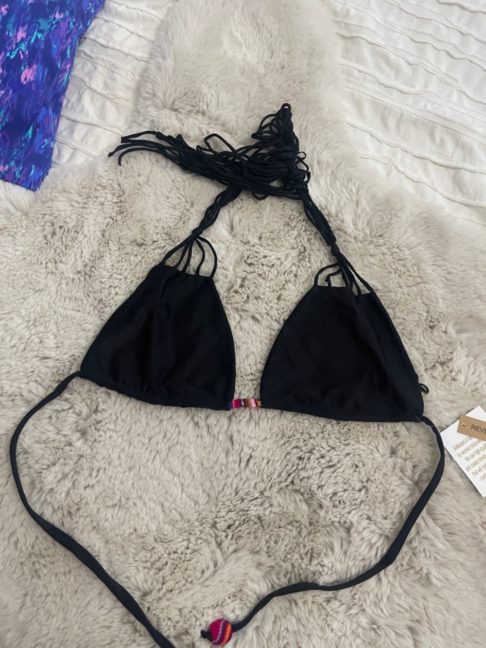 Black Solkissed triangle bikini top in XL